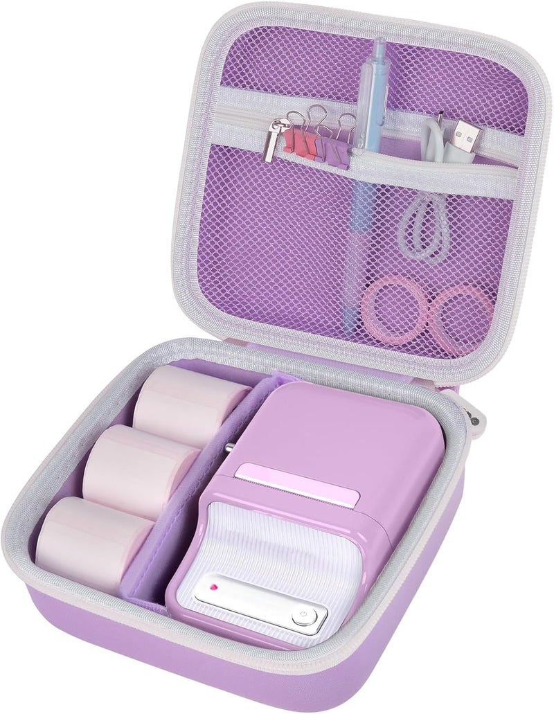 ALKOO Case Compatible with NIIMBOT B21 / B1 Label Maker Wireless Thermal Label Printer, Holder for Inkless Label Maker & Labeling Tapes Refills, with Mesh Pocket for Cable Accessories (Purple) - Image 1